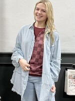 Easel Light Denim Tunic Button Up Top