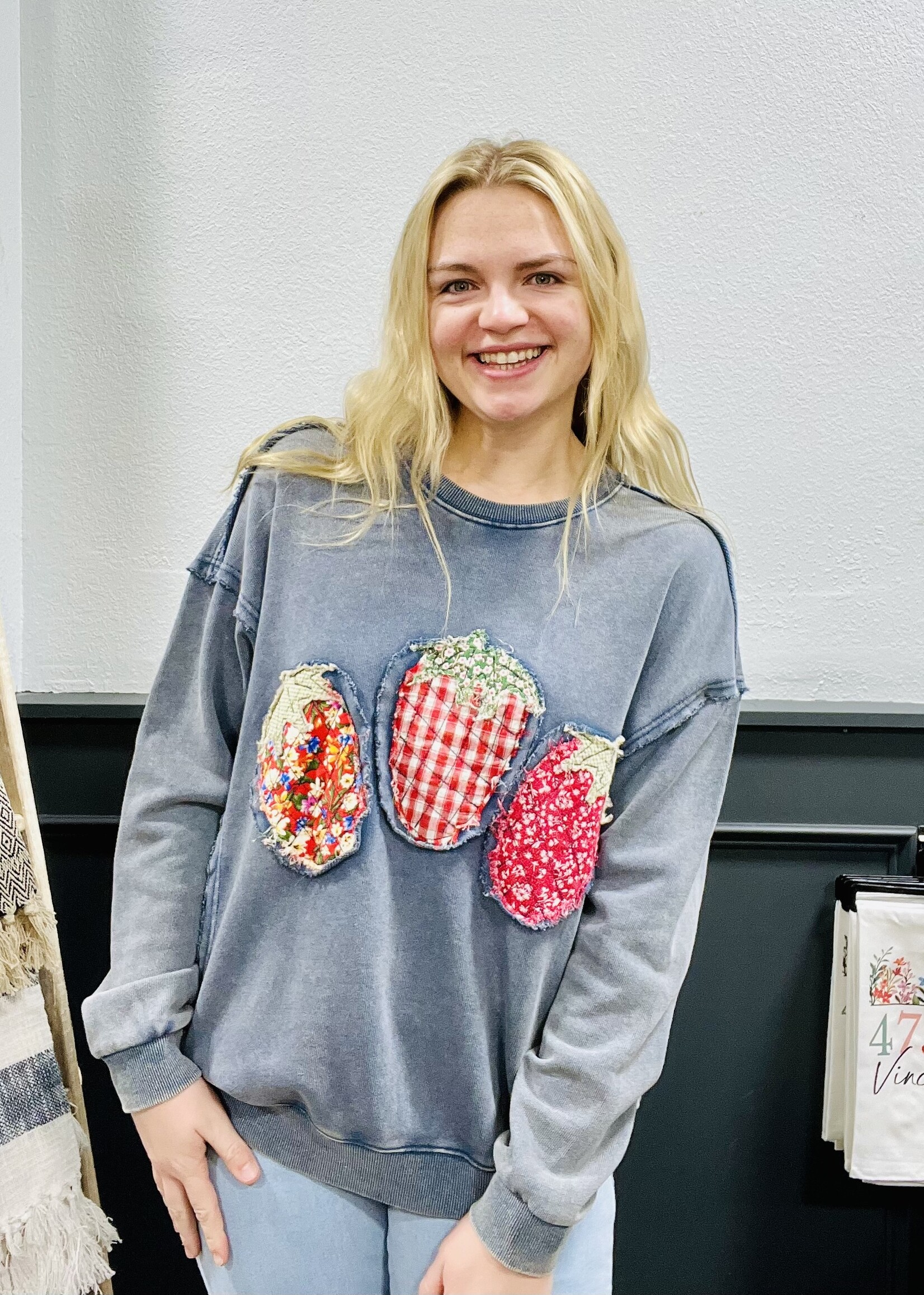 Easel Strawberry Patch Pullover