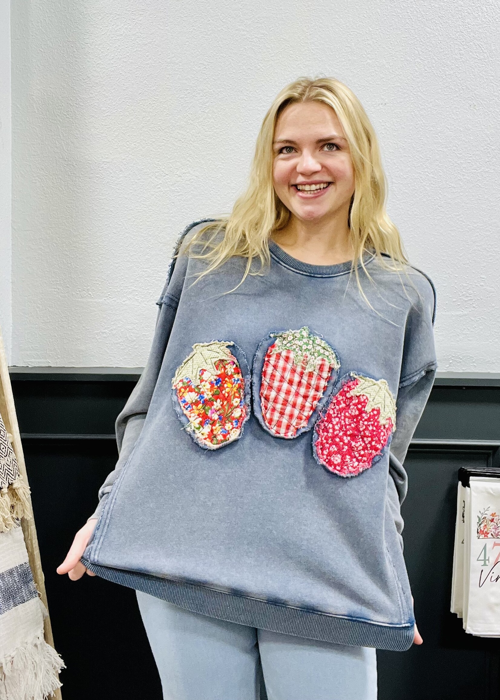 Easel Strawberry Patch Pullover
