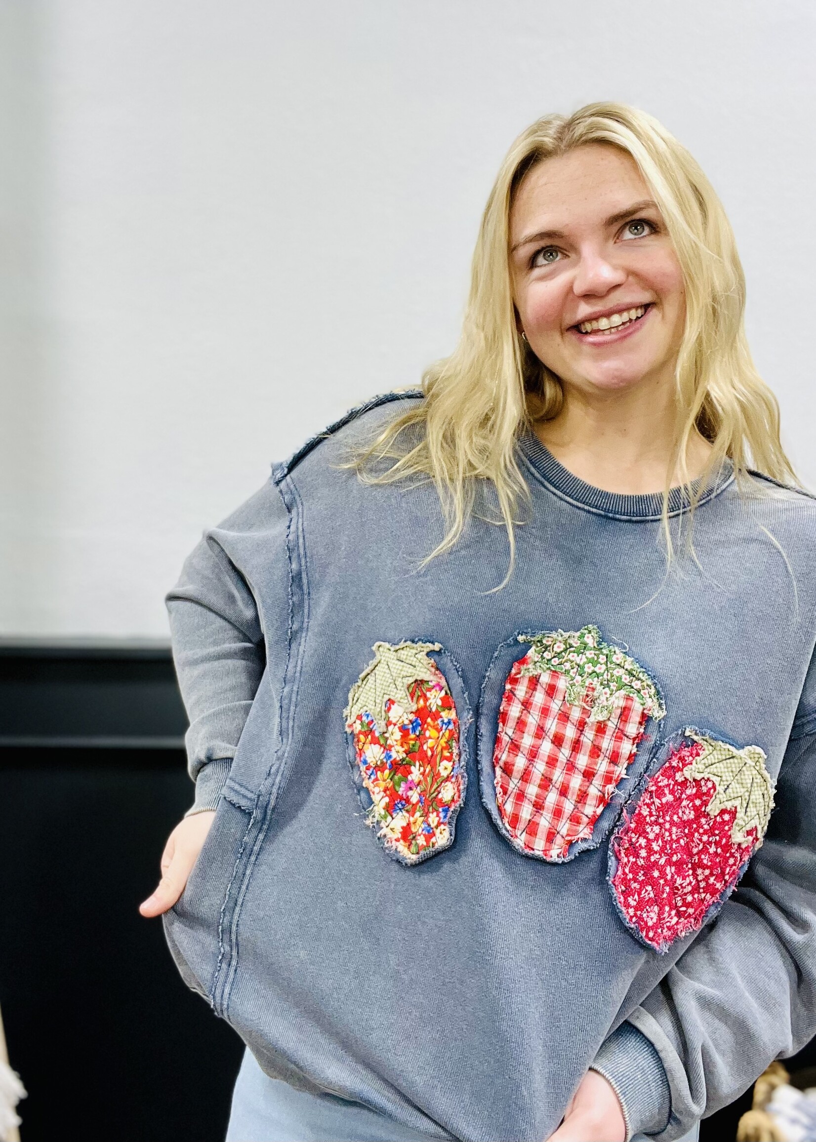 Easel Strawberry Patch Pullover