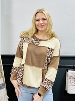 Mocha Leopard Patchwork Top