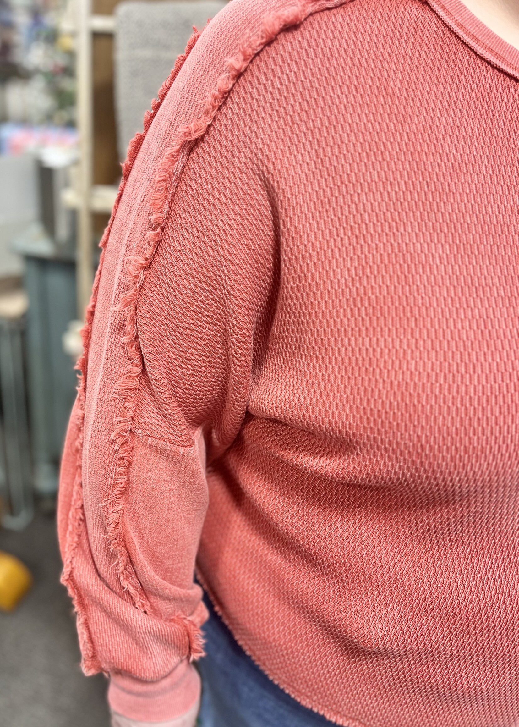 Easel Poppy Red Thermal Top