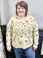 Easel Mineral Washed Floral Pullover