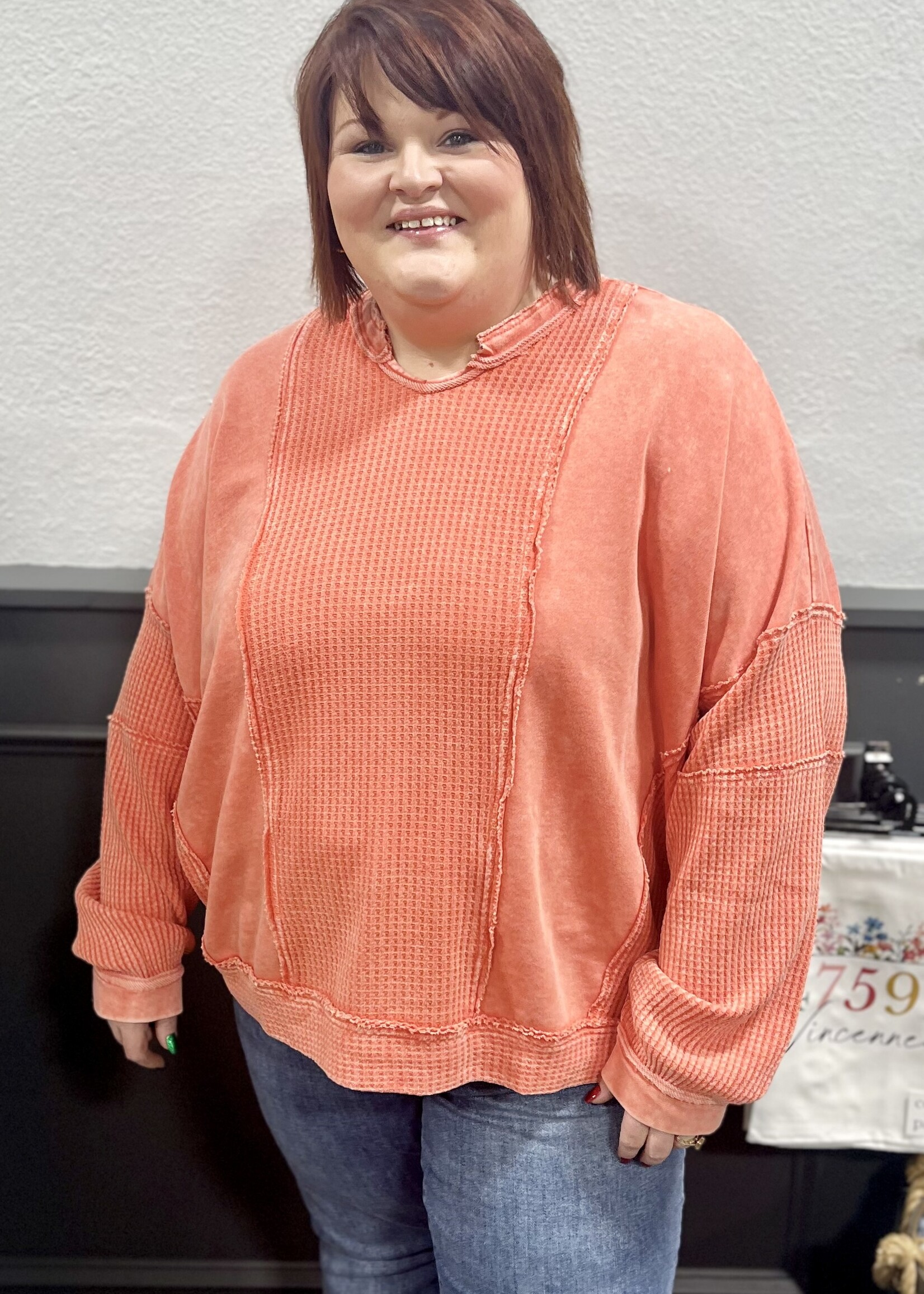 Easel Coral Thermal Pullover