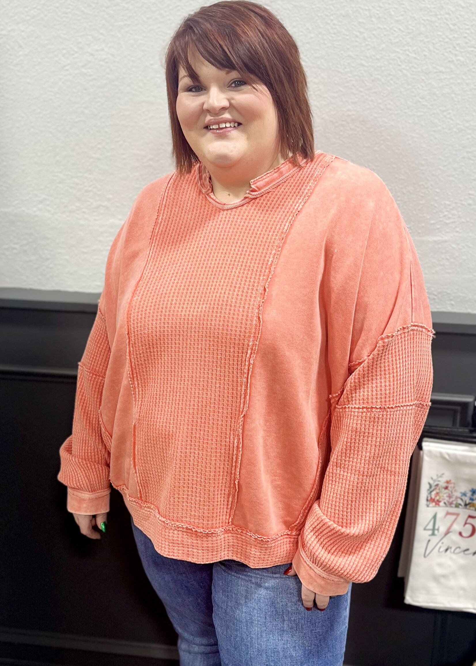 Easel Coral Thermal Pullover