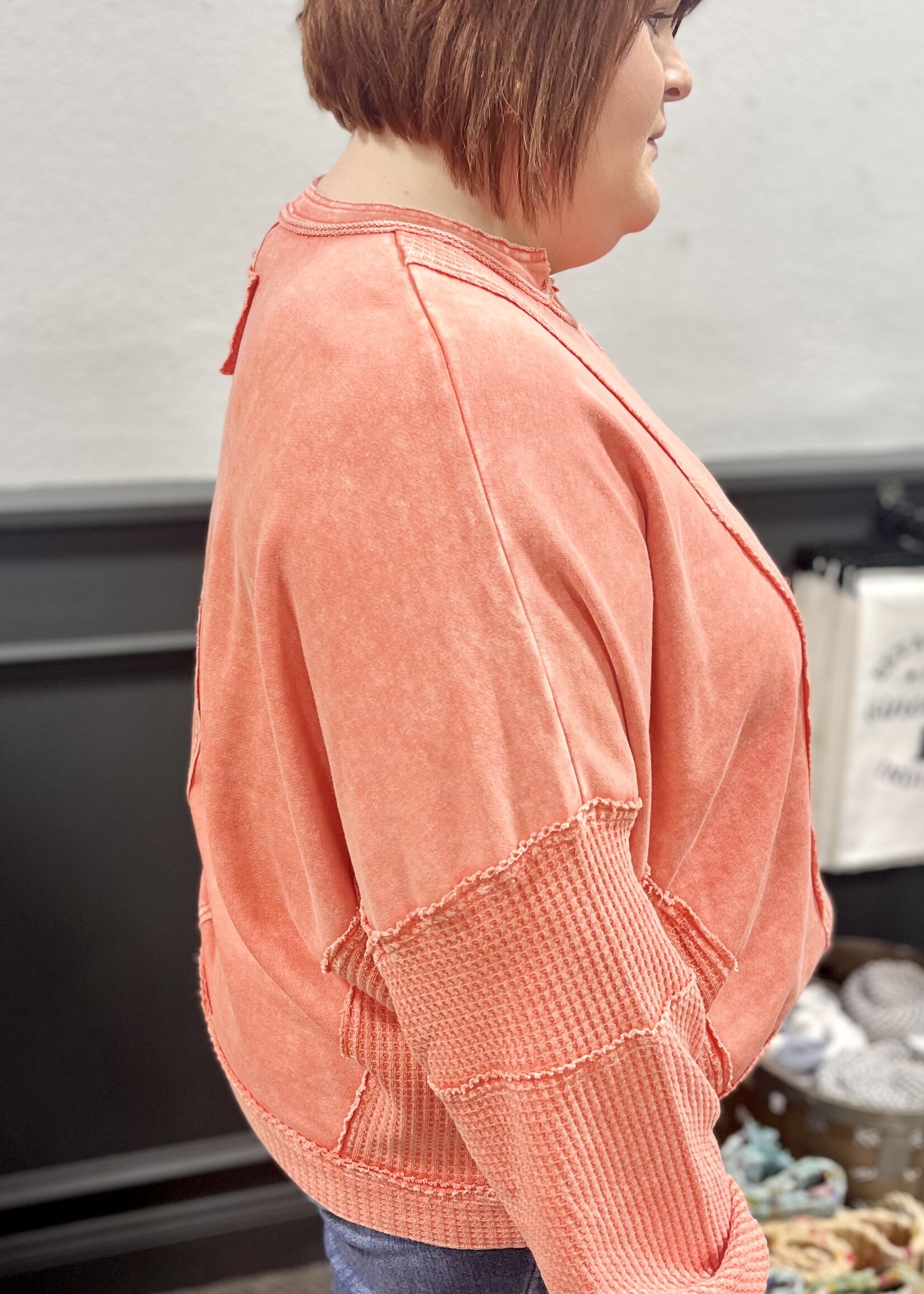 Easel Coral Thermal Pullover