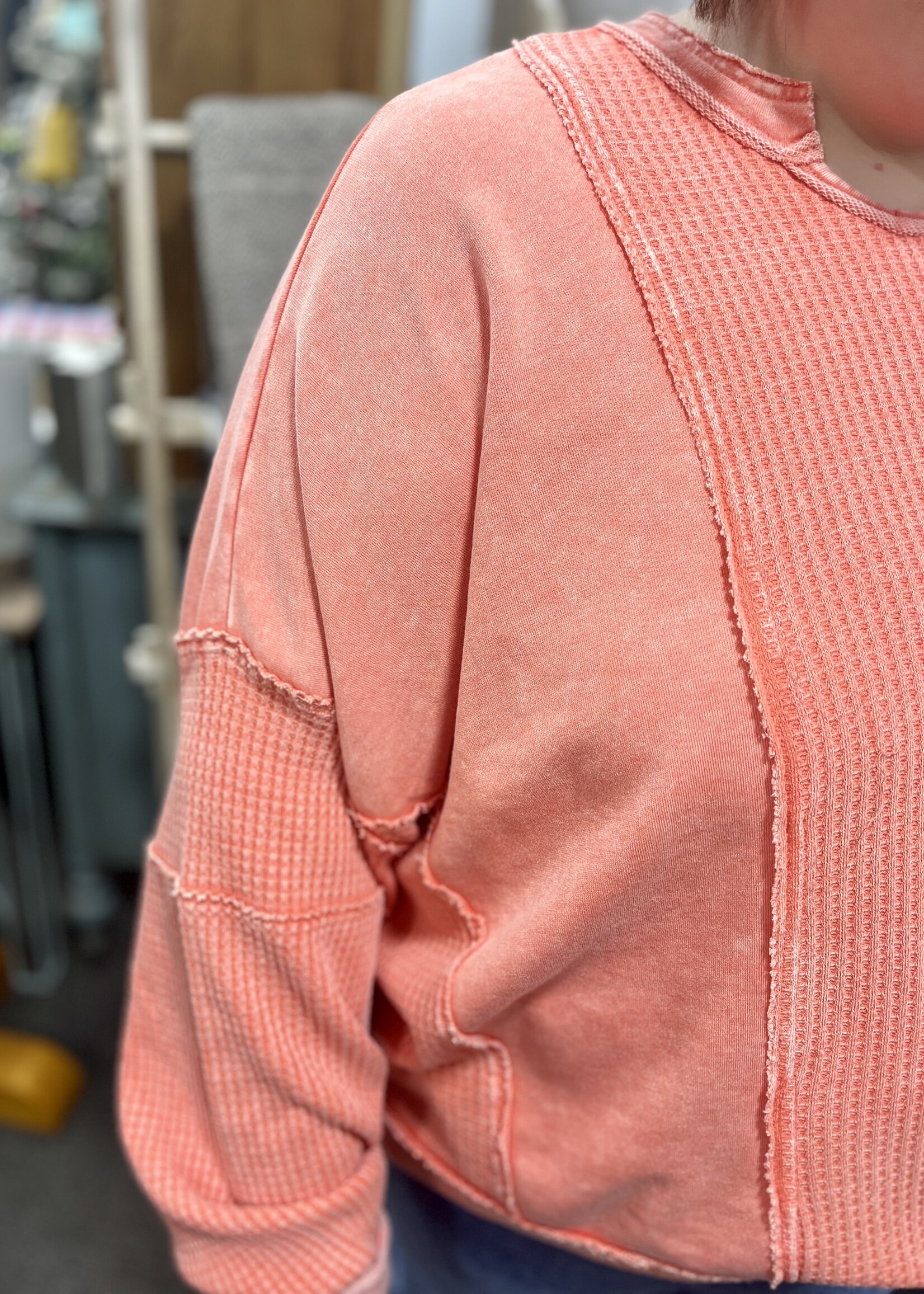 Easel Coral Thermal Pullover