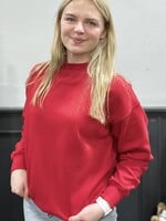 Mock Neck Pullover in Red