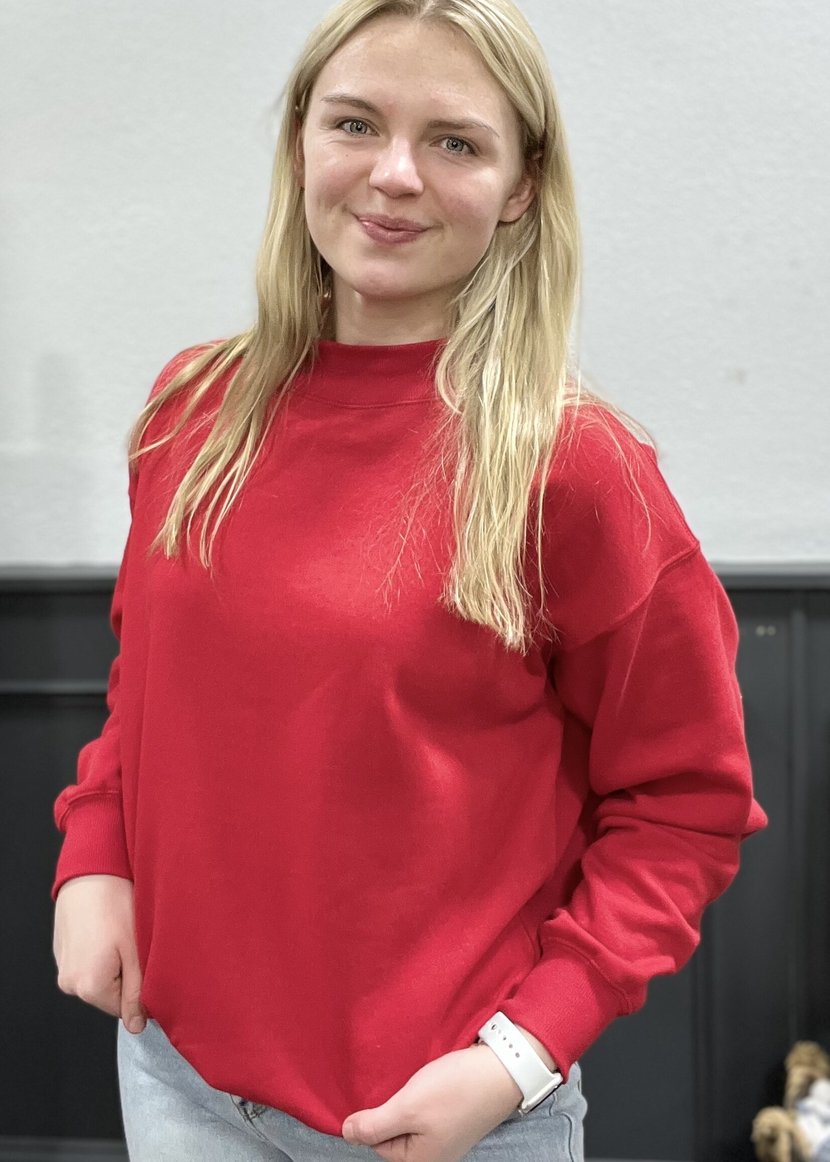 Mock Neck Pullover in Red