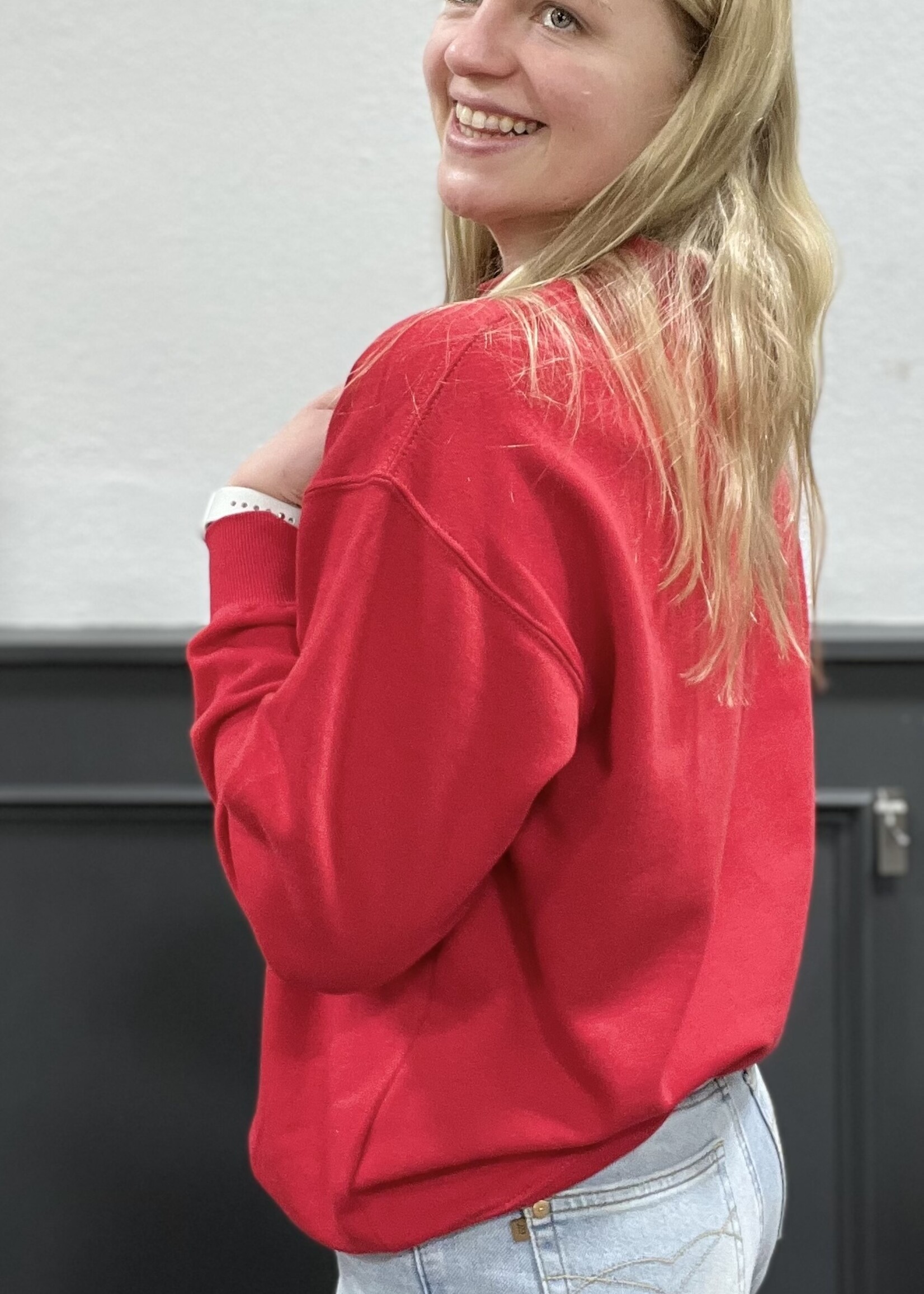 Mock Neck Pullover in Red