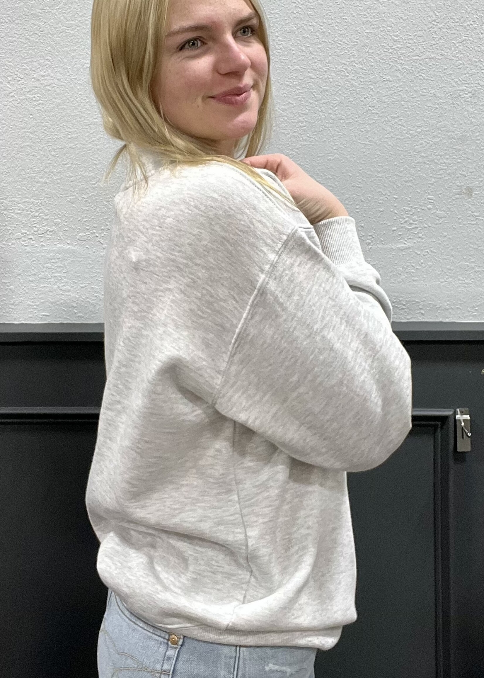 Mock Neck Pullover in Ice Grey