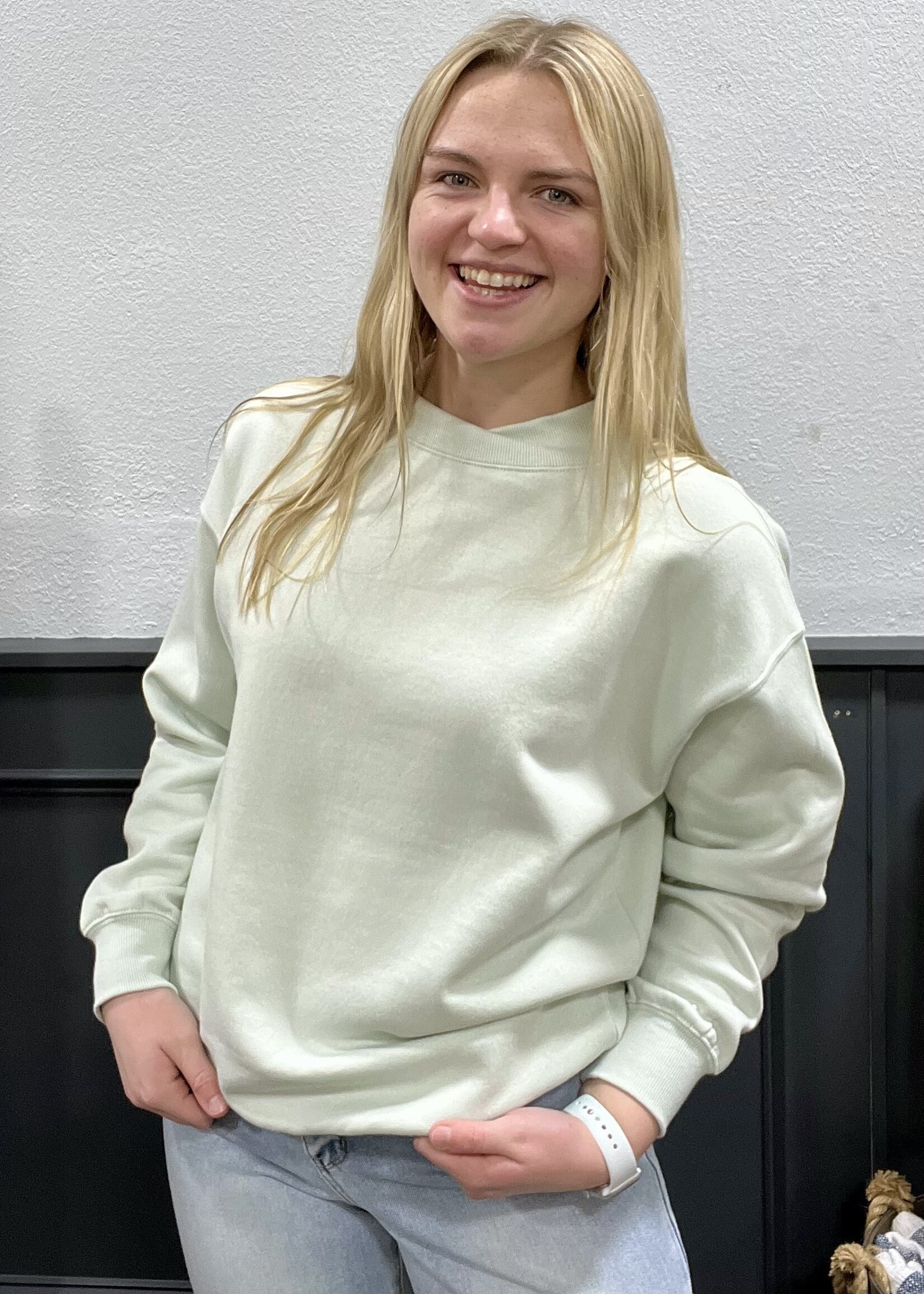 Mock Neck Pullover in Mint