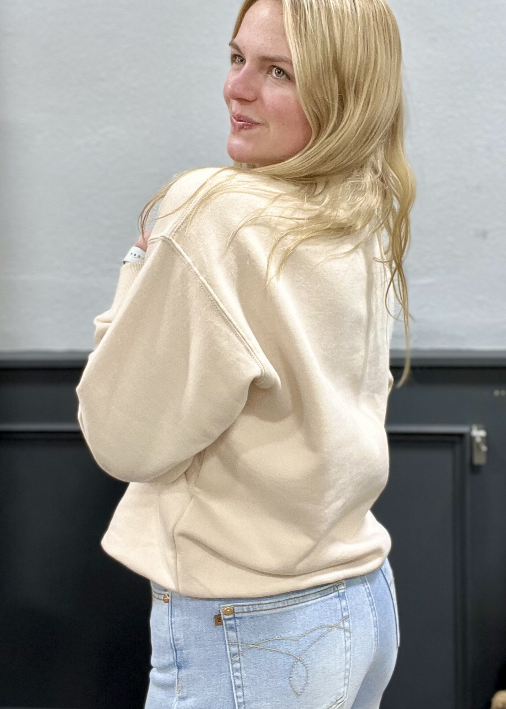 Mock Neck Pullover in Beige