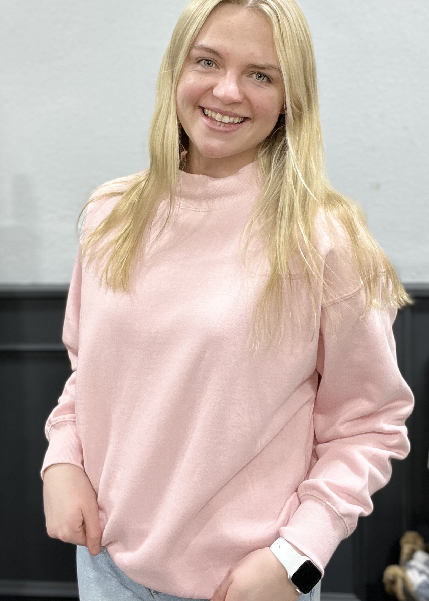 Mock Neck Pullover in Pink