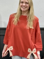 Easel Boho Red Bow Detail Top