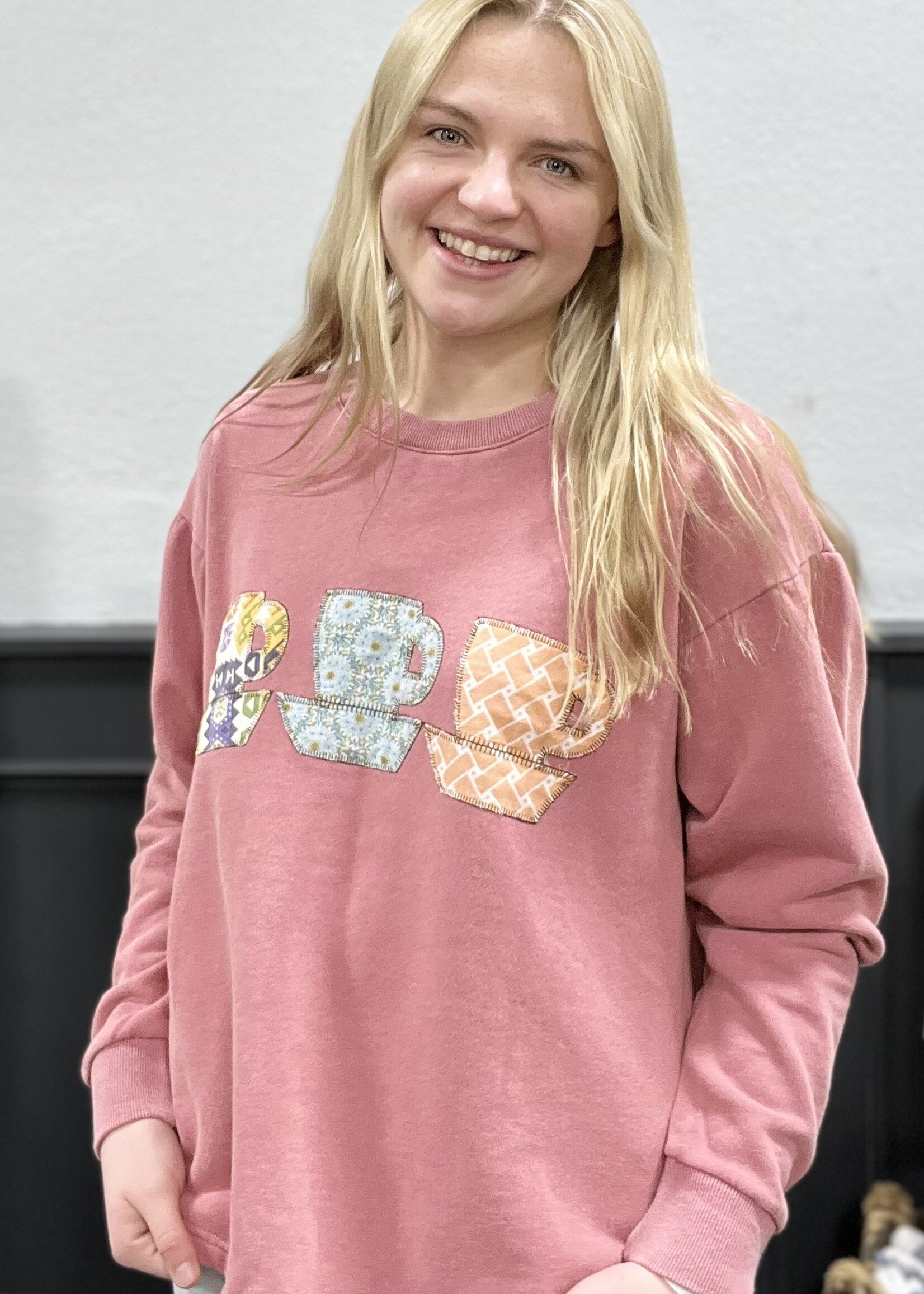 Easel Dusty Rose Tea Cup Patchwork Top