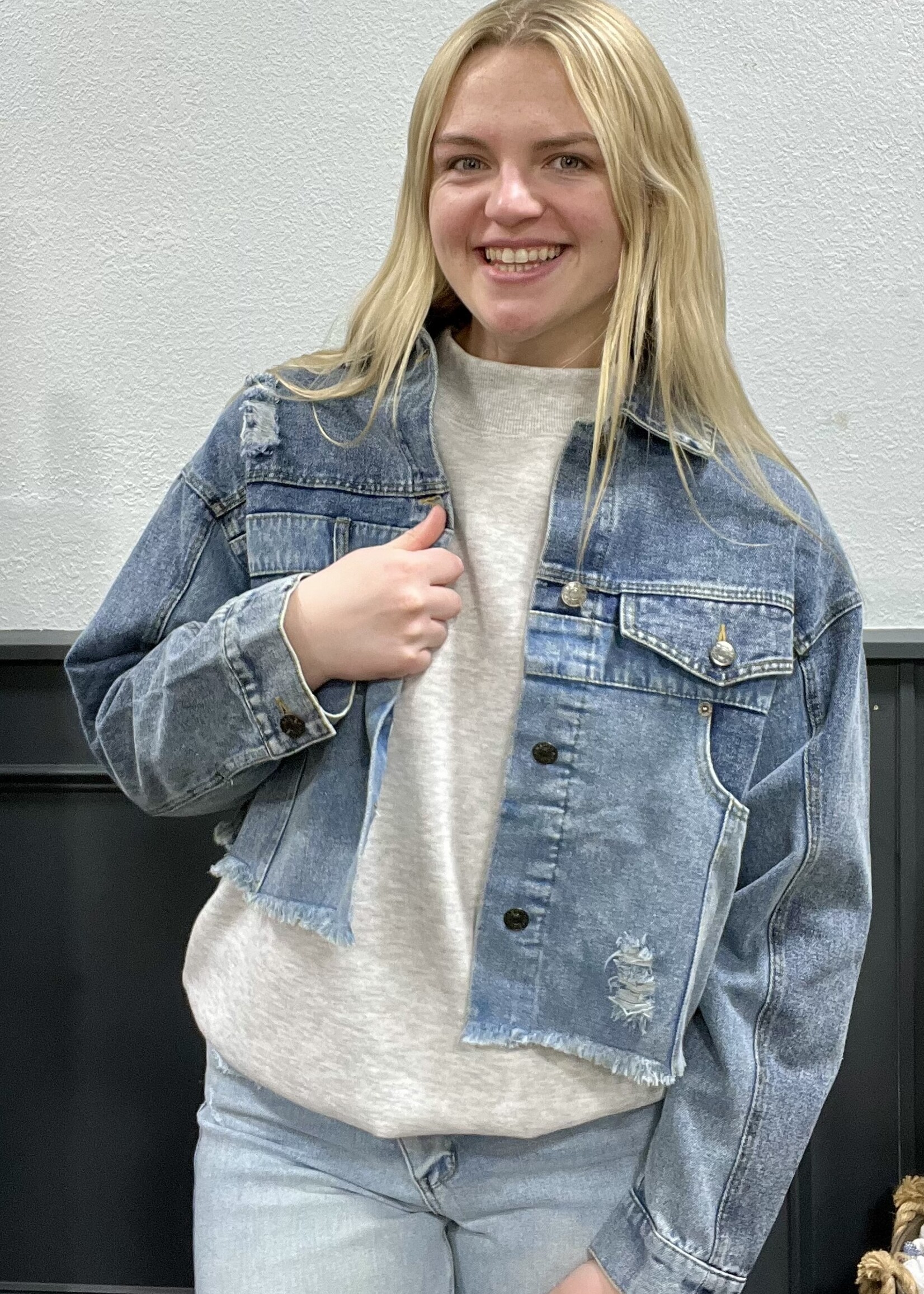 Oddi Two Tone Patchwork Denim Jacket