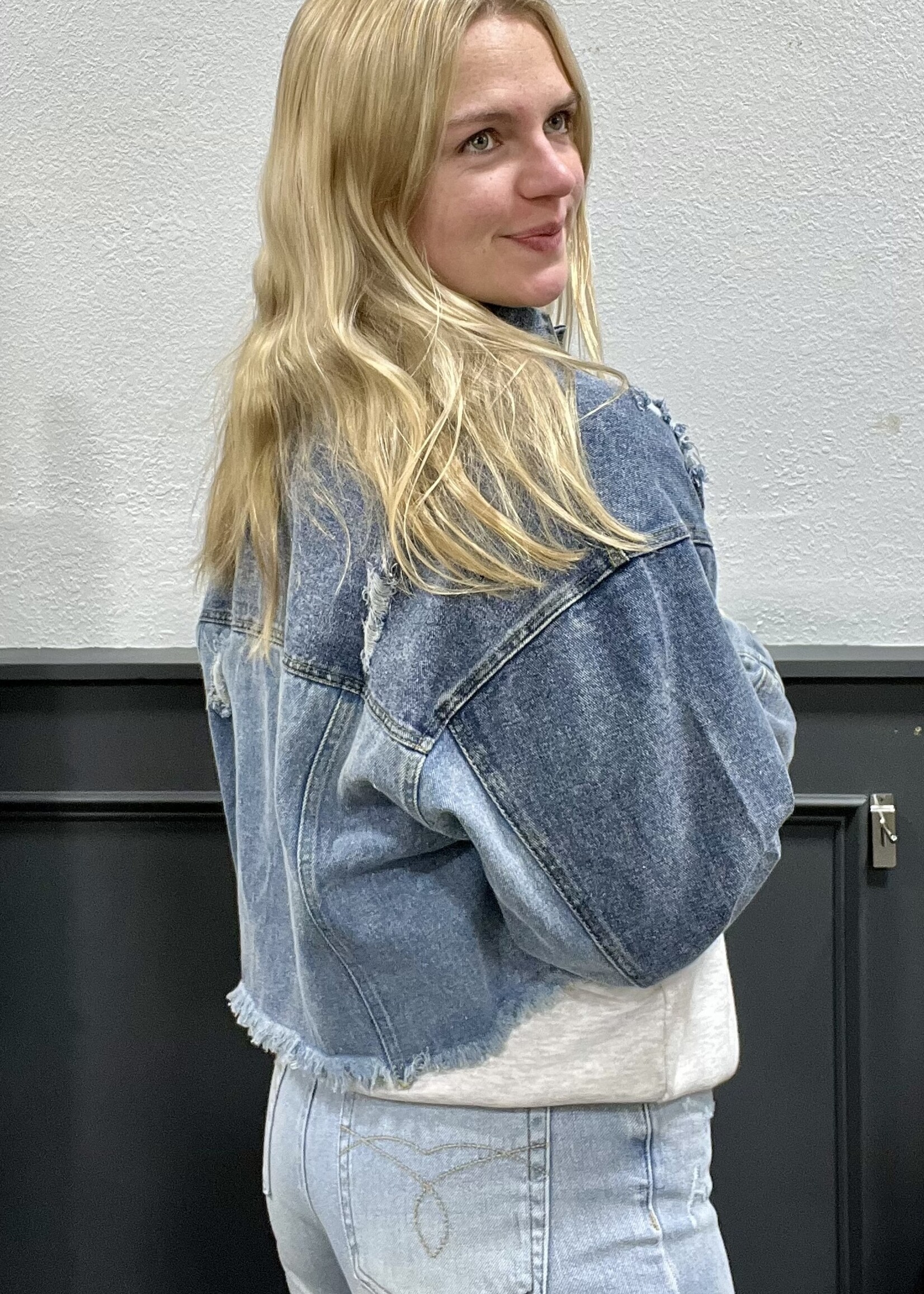 Oddi Two Tone Patchwork Denim Jacket