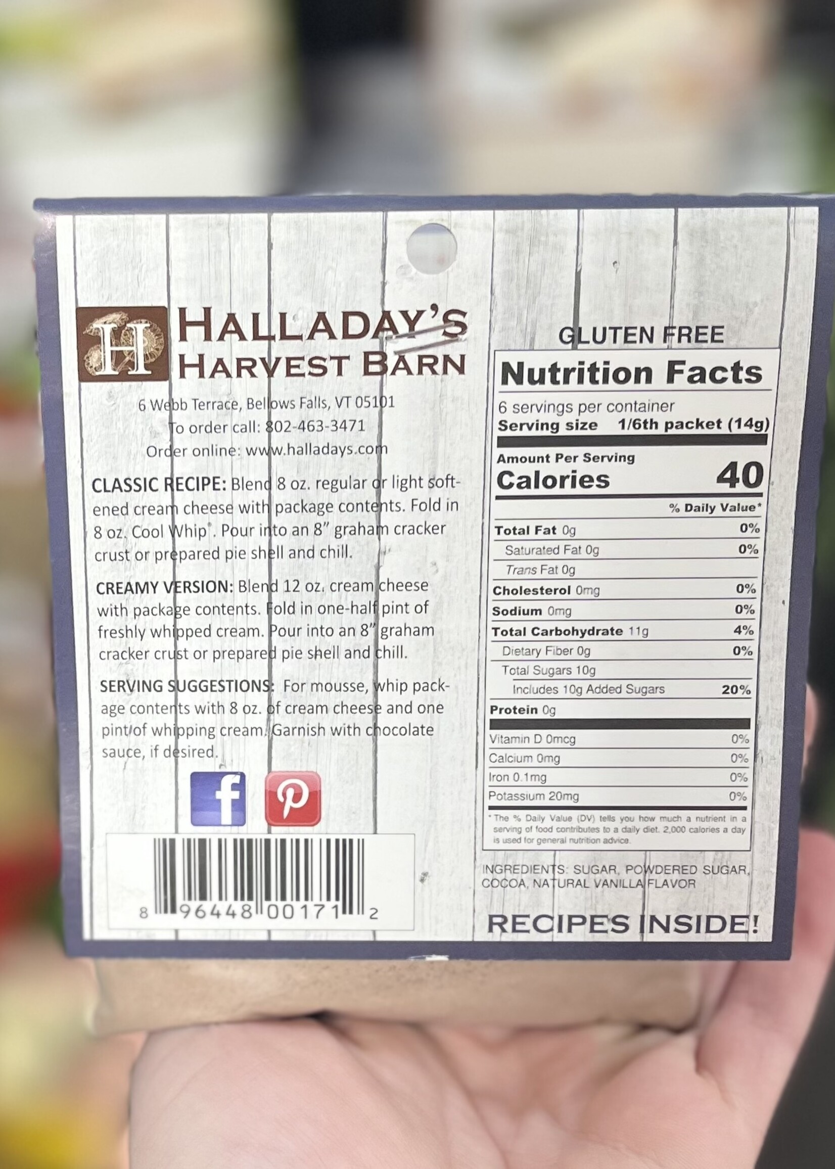 Halladay’s Double Chocolate Cheesecake Mix