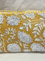 Quilted Yellow Floral Cosmetic Bag-Large
