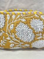 Quilted Yellow Floral Cosmetic Bag-Medium