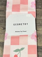 Geometry Floral and Cherries Tea Towel