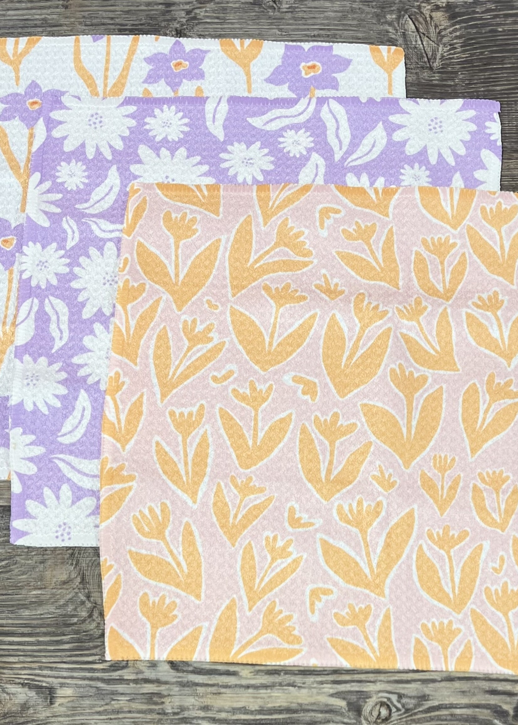 Geometry Spring Flowers 3 Dishcloth Set