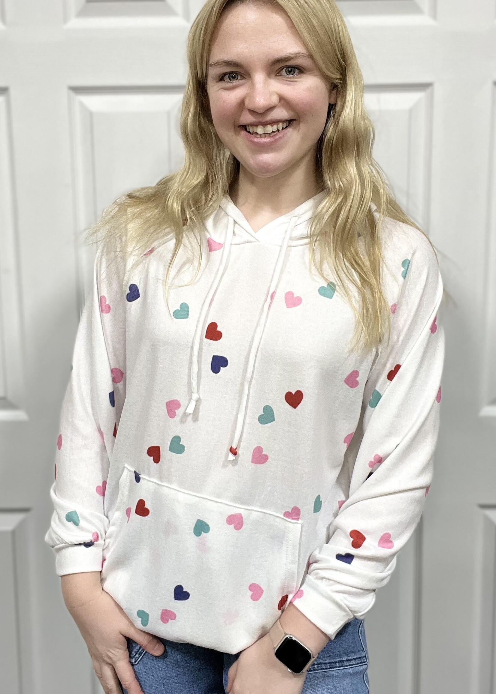 Ivory Heart Hooded Top