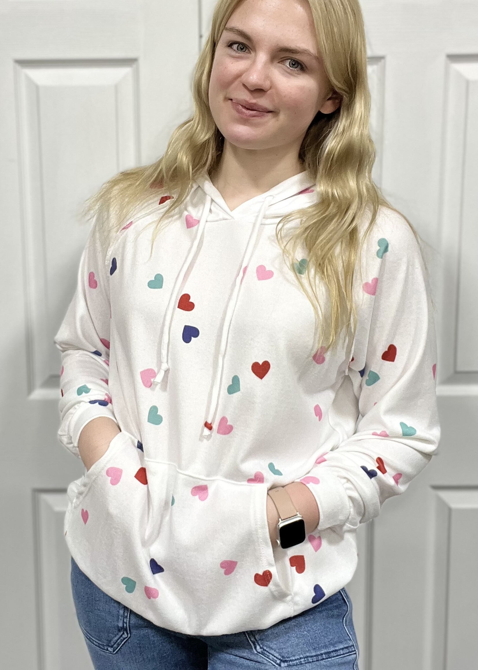 Ivory Heart Hooded Top