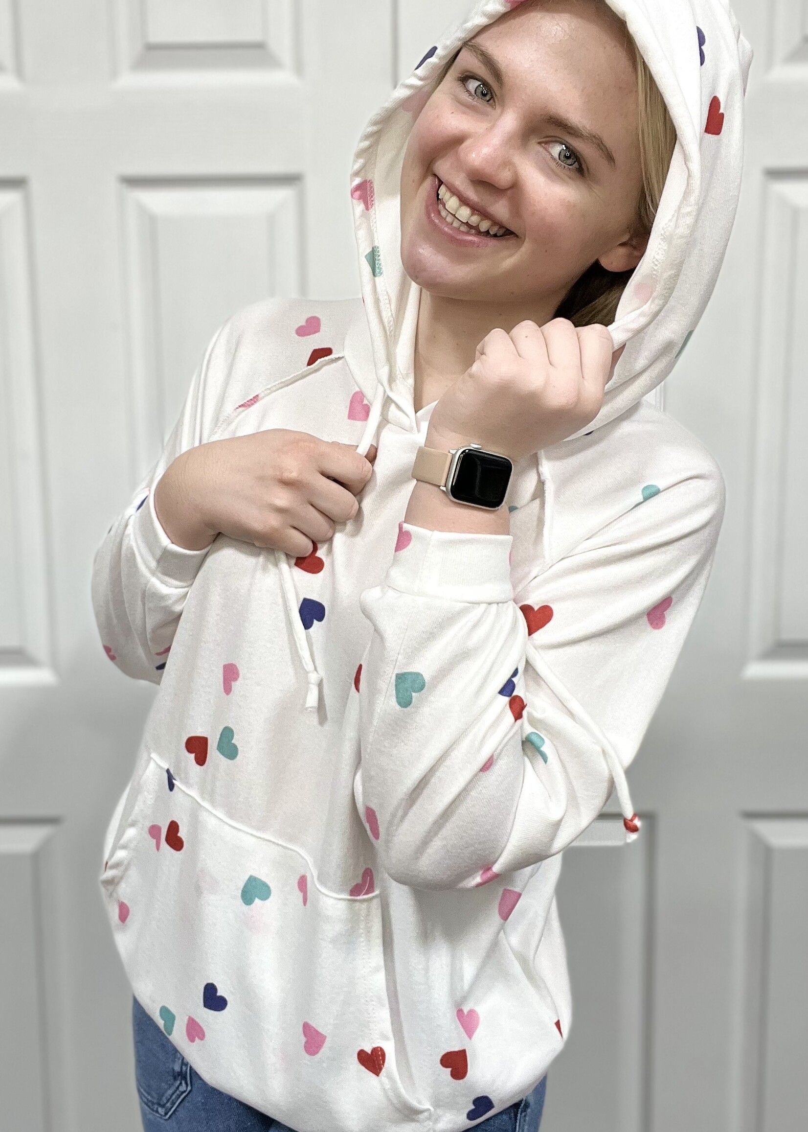 Ivory Heart Hooded Top