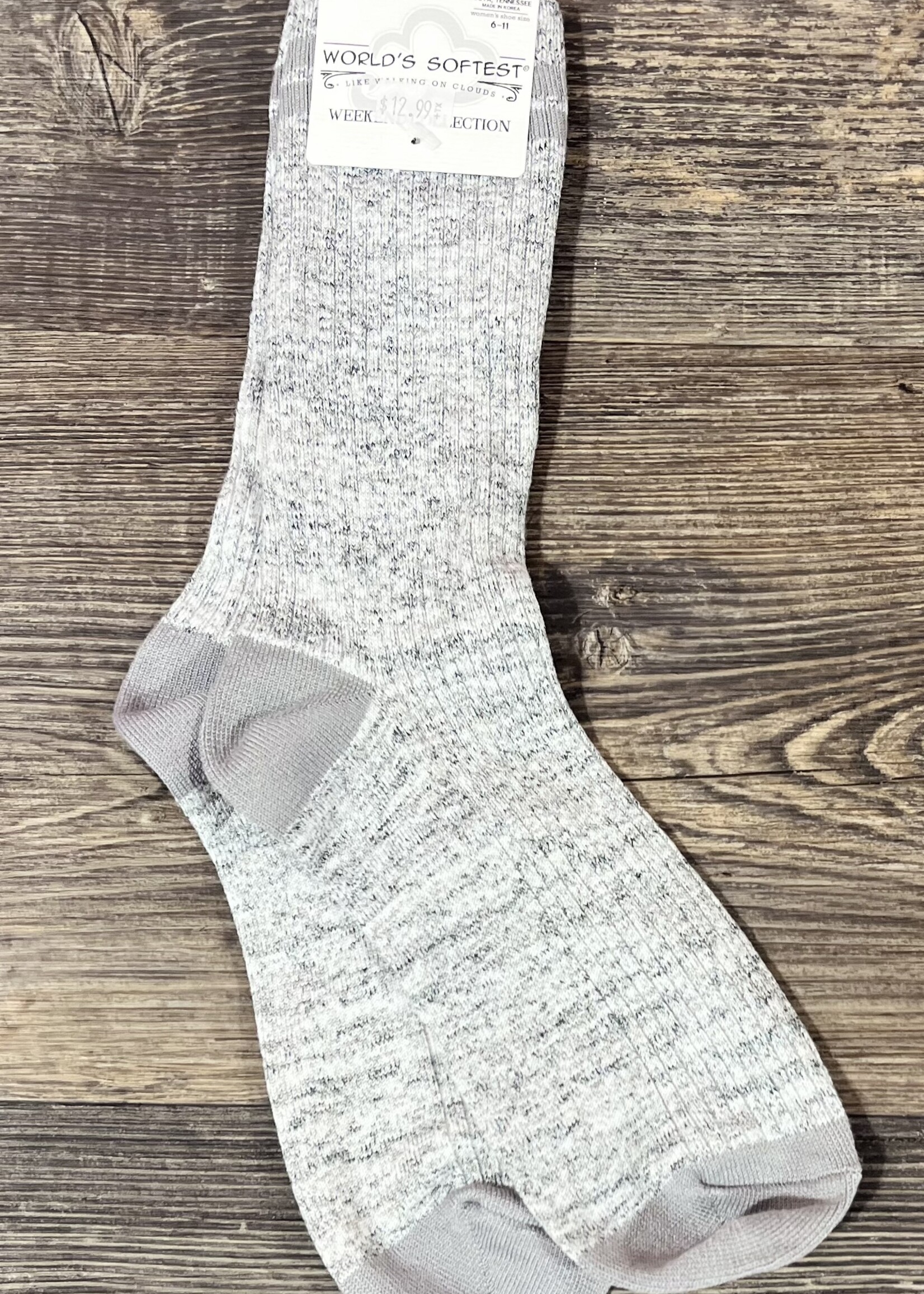 World's Softest Socks Heather Grey Ribbed Crew Socks