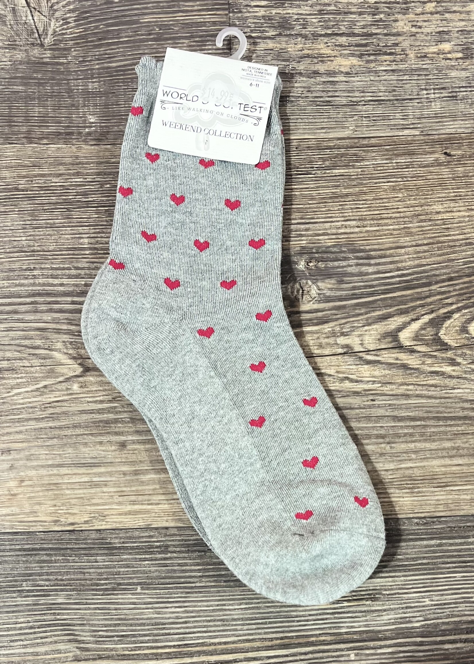 World's Softest Socks Red Hearts Ruffle Socks