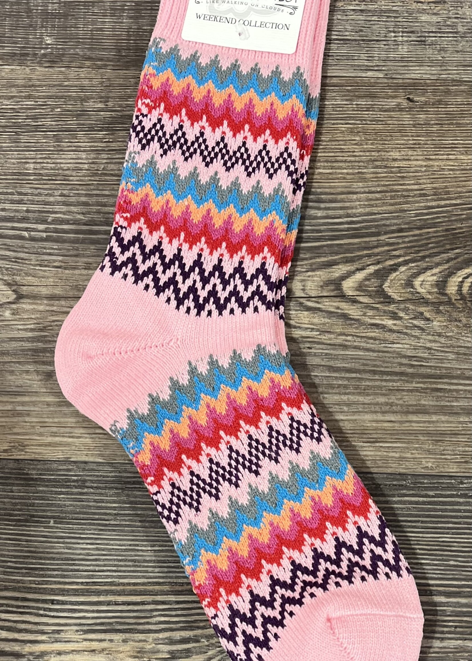 World's Softest Socks Zigzag Weekend Collection-Pink Multi