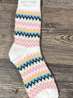 World's Softest Socks Zigzag Weekend Collection-White Multi