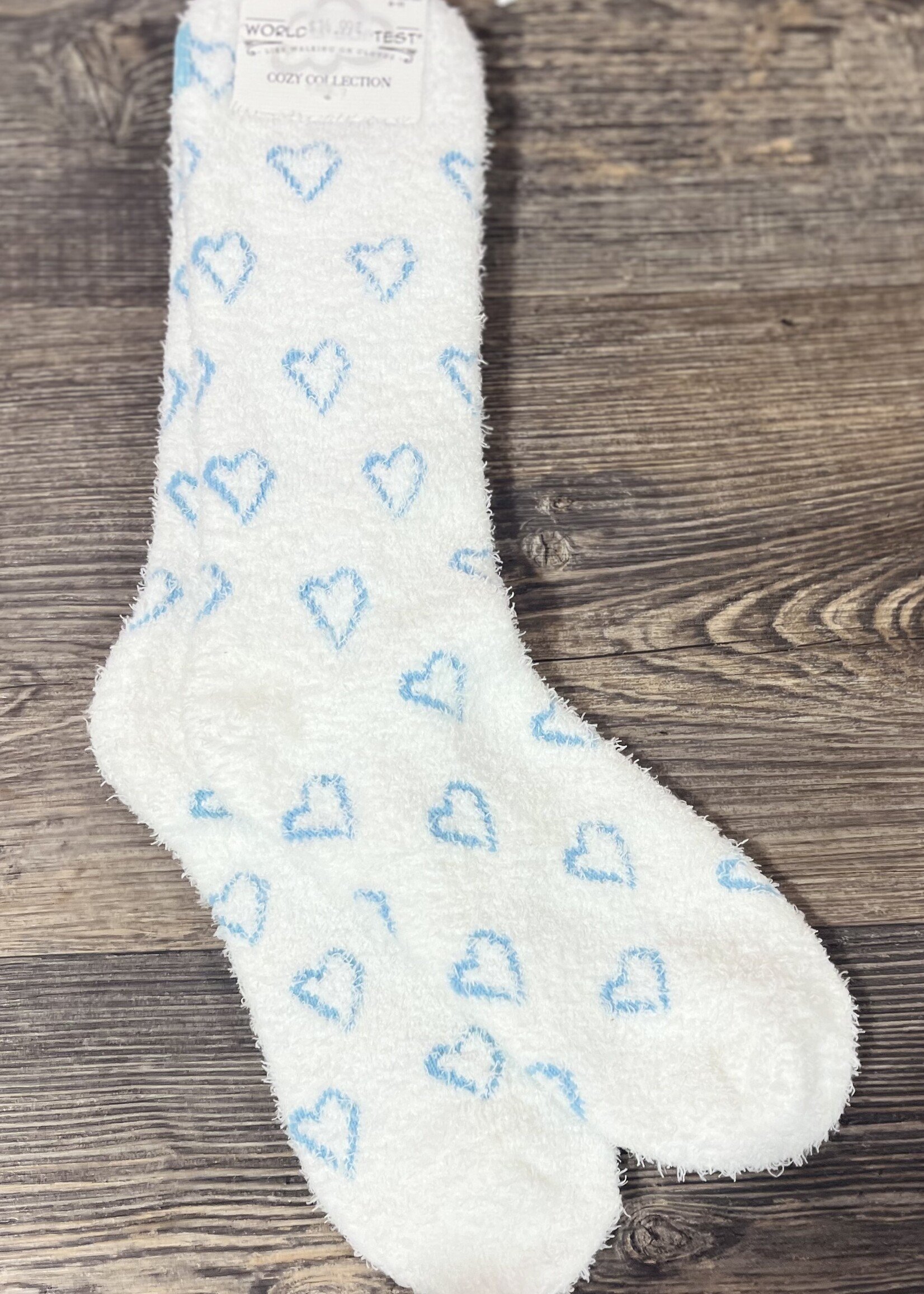 World's Softest Socks Blue Open Heart Cozy Crew Socks