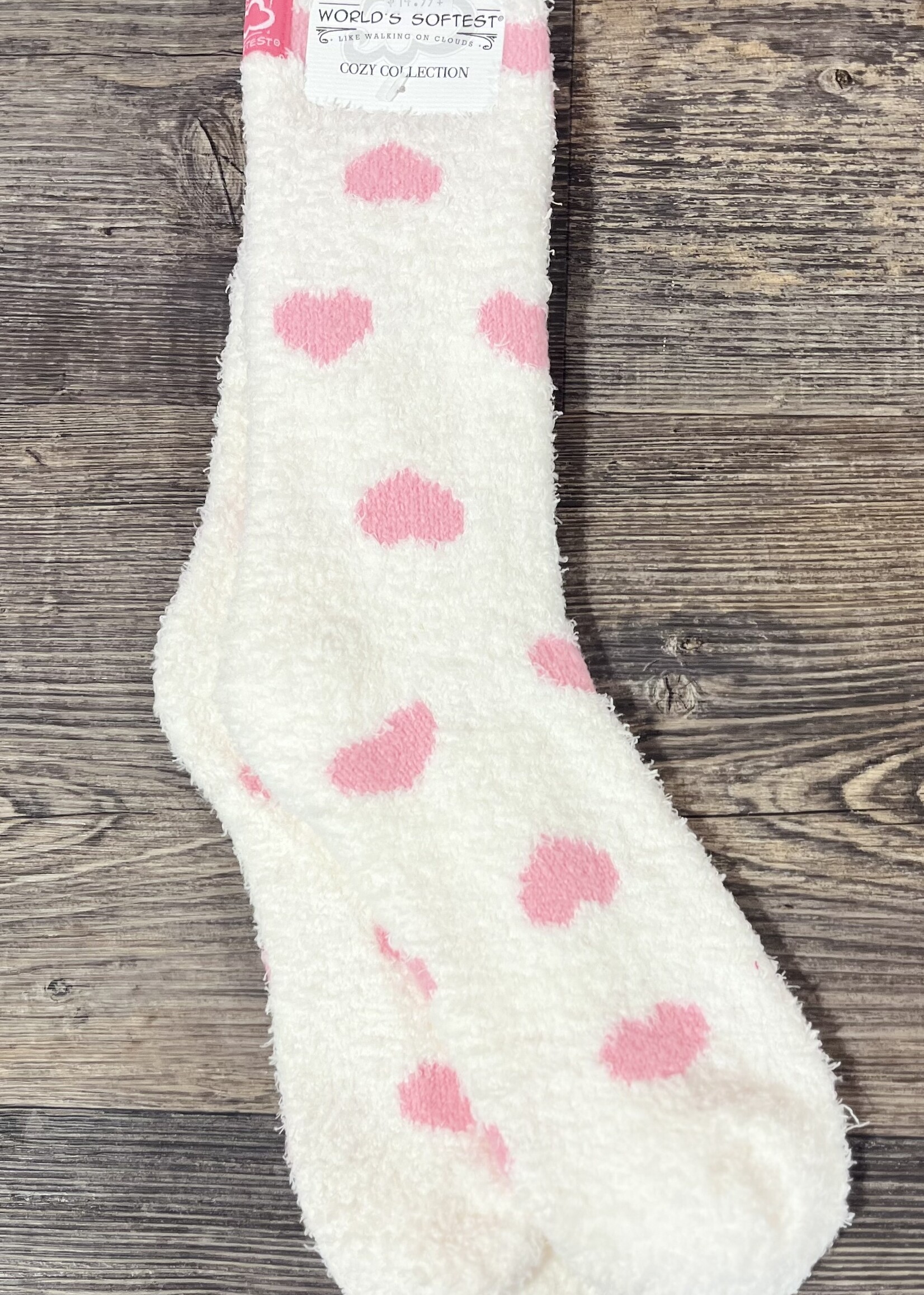 World's Softest Socks Pink Heart Cozy Crew Socks