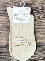 World's Softest Socks Heather Oatmeal Ruffle Socks
