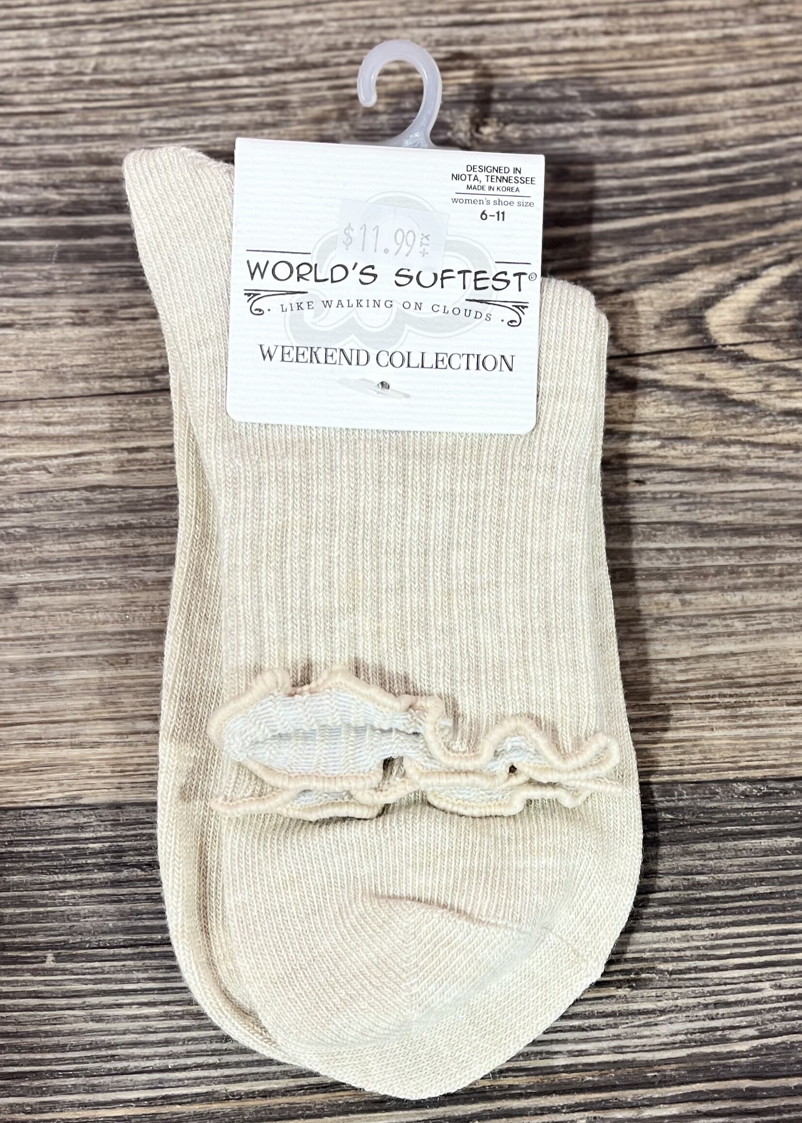 World's Softest Socks Heather Oatmeal Ruffle Socks