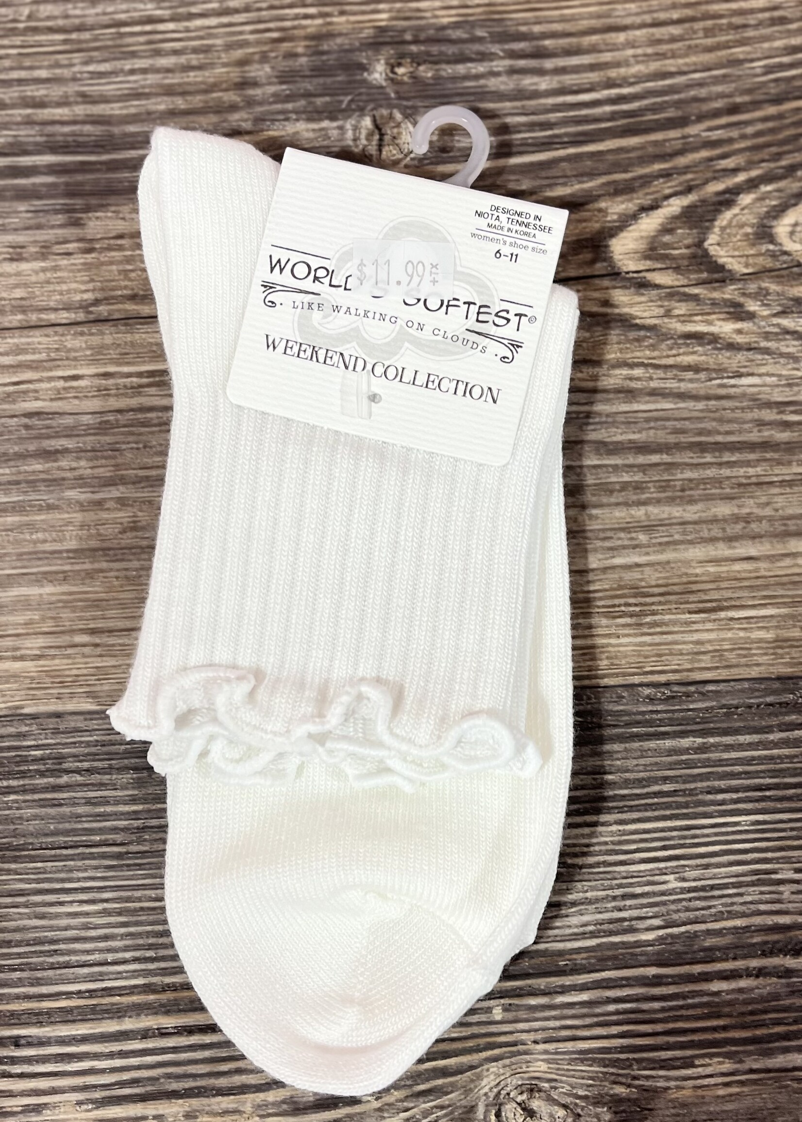 World's Softest Socks White Ruffle Socks