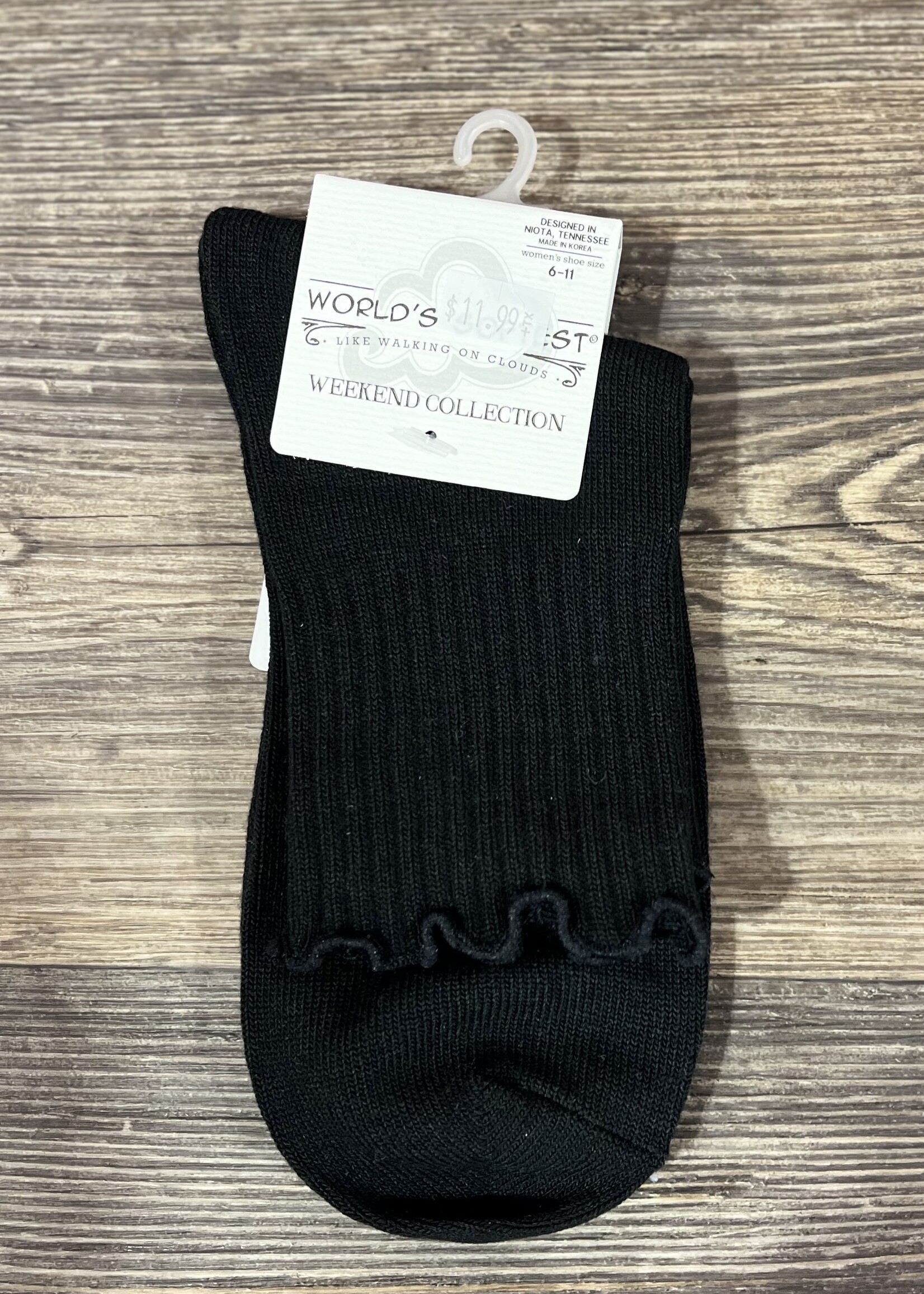 World's Softest Socks Black Ruffle Socks