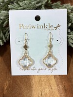 Periwinkle Gold Clover Dangle Earrings