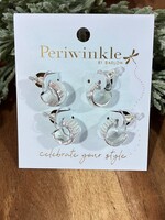 Periwinkle Silver Textured Huggie Earring Duo