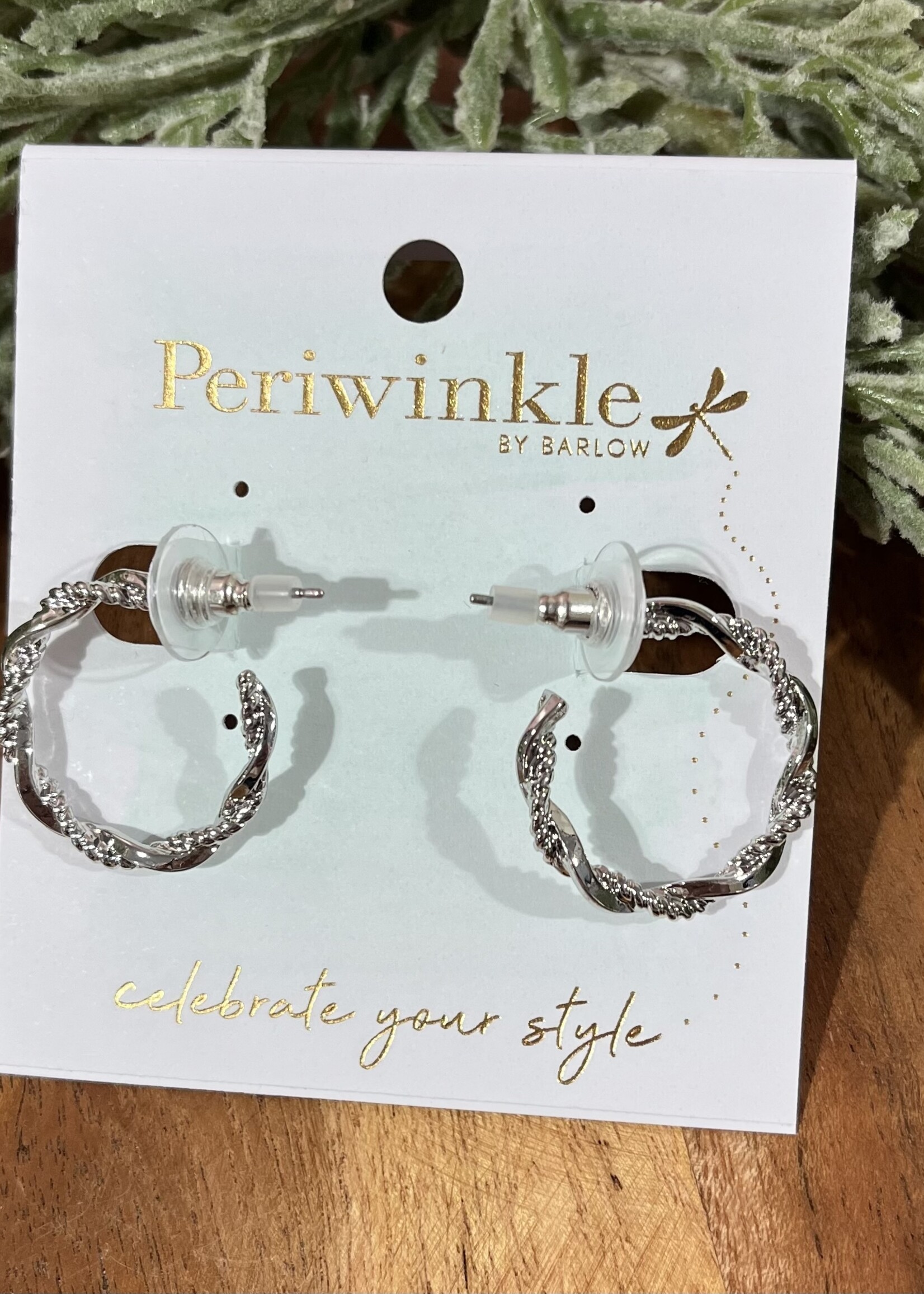 Periwinkle Silver Twisted Texture Hoop Earrings