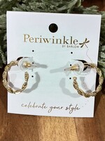 Periwinkle Gold Twisted Texture Hoops Earrings