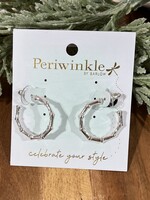 Periwinkle Silver Bamboo Hoop Earrings
