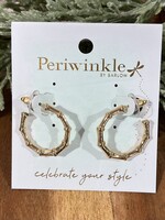 Periwinkle Gold Bamboo Hoop Earrings