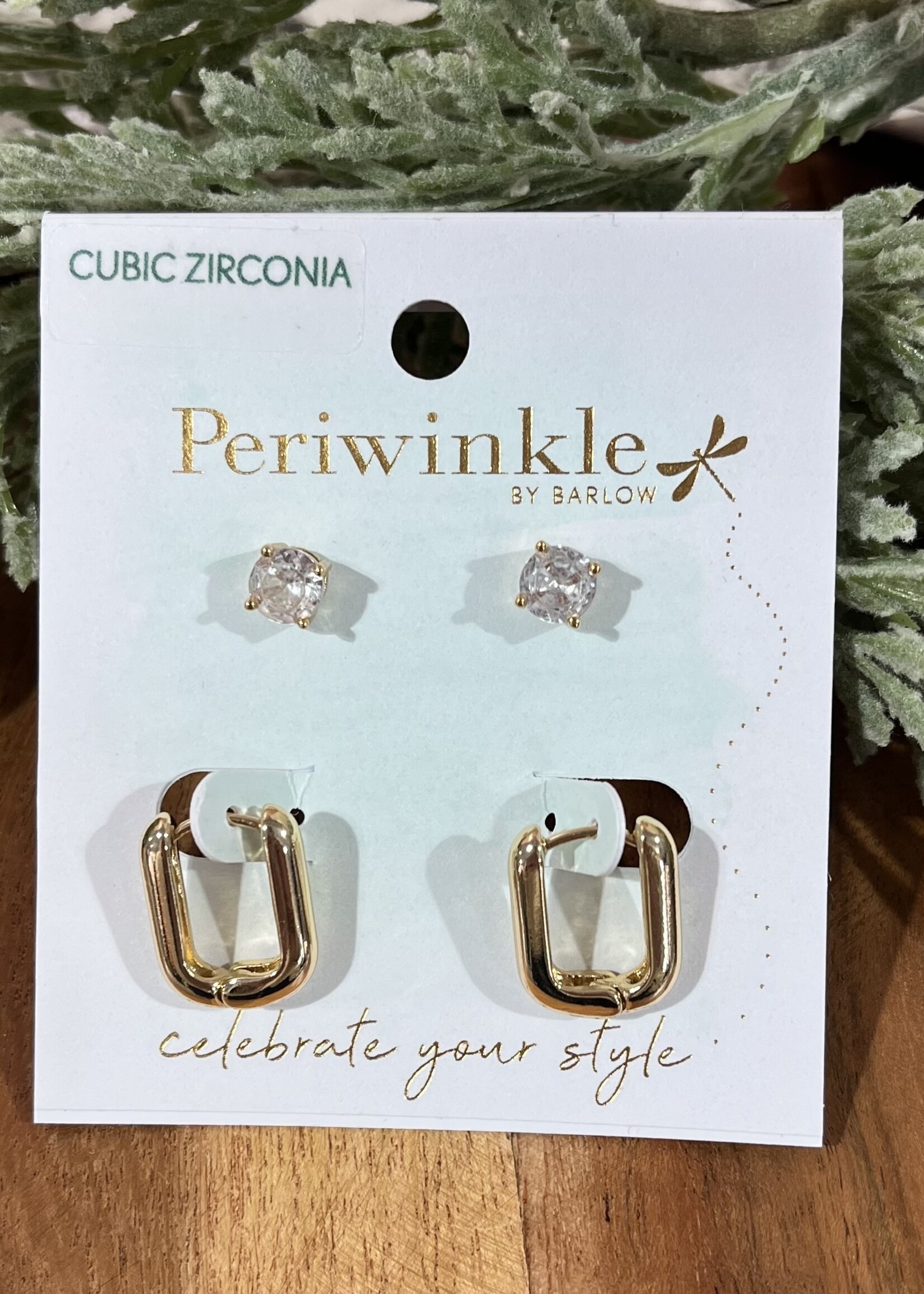Periwinkle Gold Huggie/Stud Earring Duo