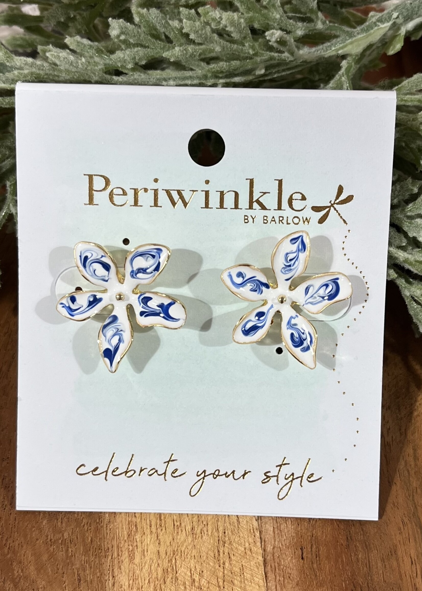 Periwinkle Enamel Flower Earrings