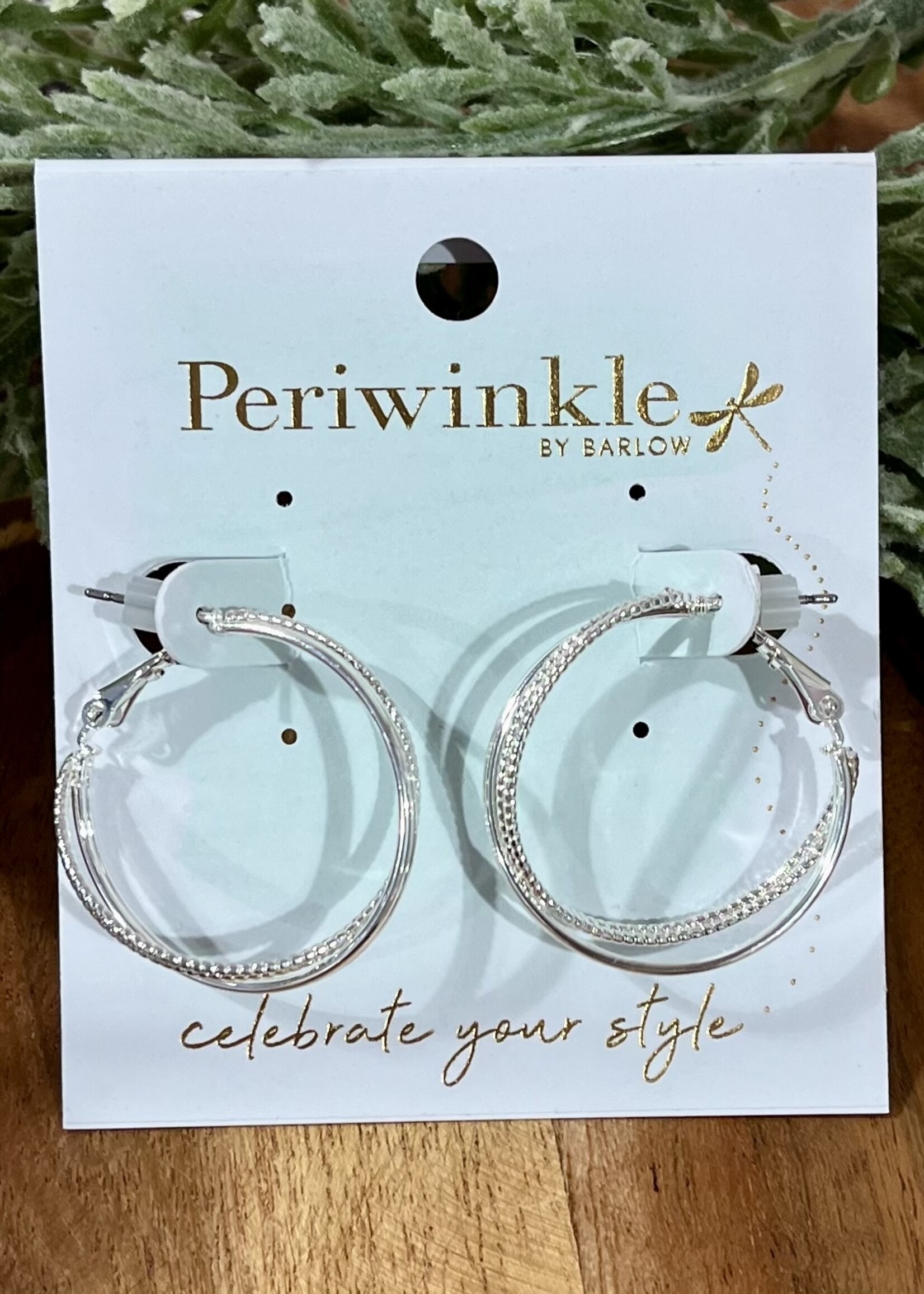 Periwinkle Silver Double Hoop Earrings