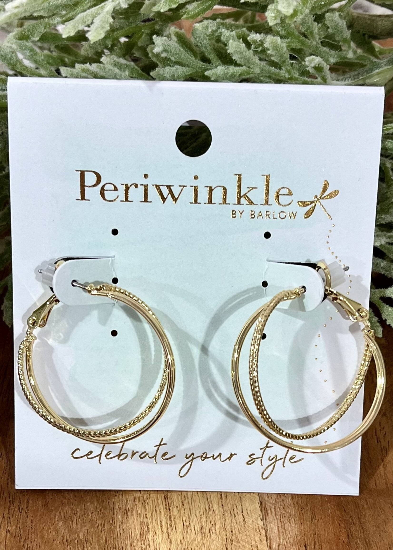 Periwinkle Gold Double Hoop Earrings